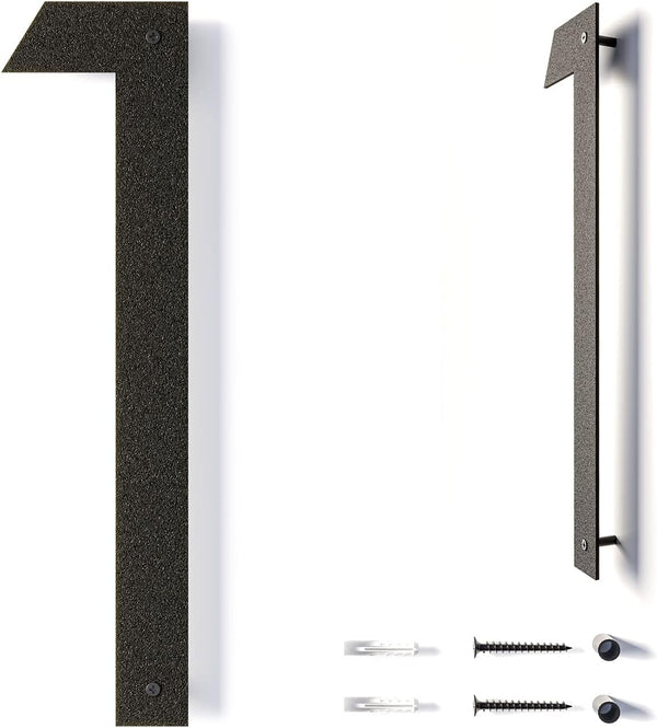 Modern 12 Inch Metal House Numbers - Black, Floating, Rust-Proof for Outside Mailbox