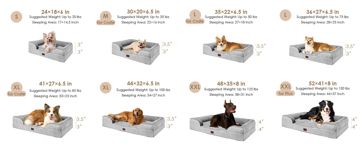 EHEYCIGA Orthopedic Dog Beds Large Sized Dog, Waterproof Memory Foam Pet Bed with Sides, Non-Slip Bottom Large Pet Bed with Washable Removable Cover, Grey - Non-Slip Bottom and Egg-Crate Memory Foam XL Dog Couch Bed with Washable Removable Cover, Grey