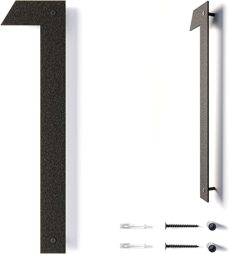 Modern 12 Inch Metal House Numbers - Black, Floating, Rust-Proof for Outside Mailbox