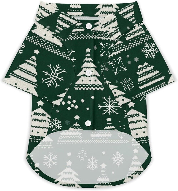 Christmas Pet Shirt with Front Buttons - Graphic Pet Shirts Fall Button Front Dog Cat Shirt